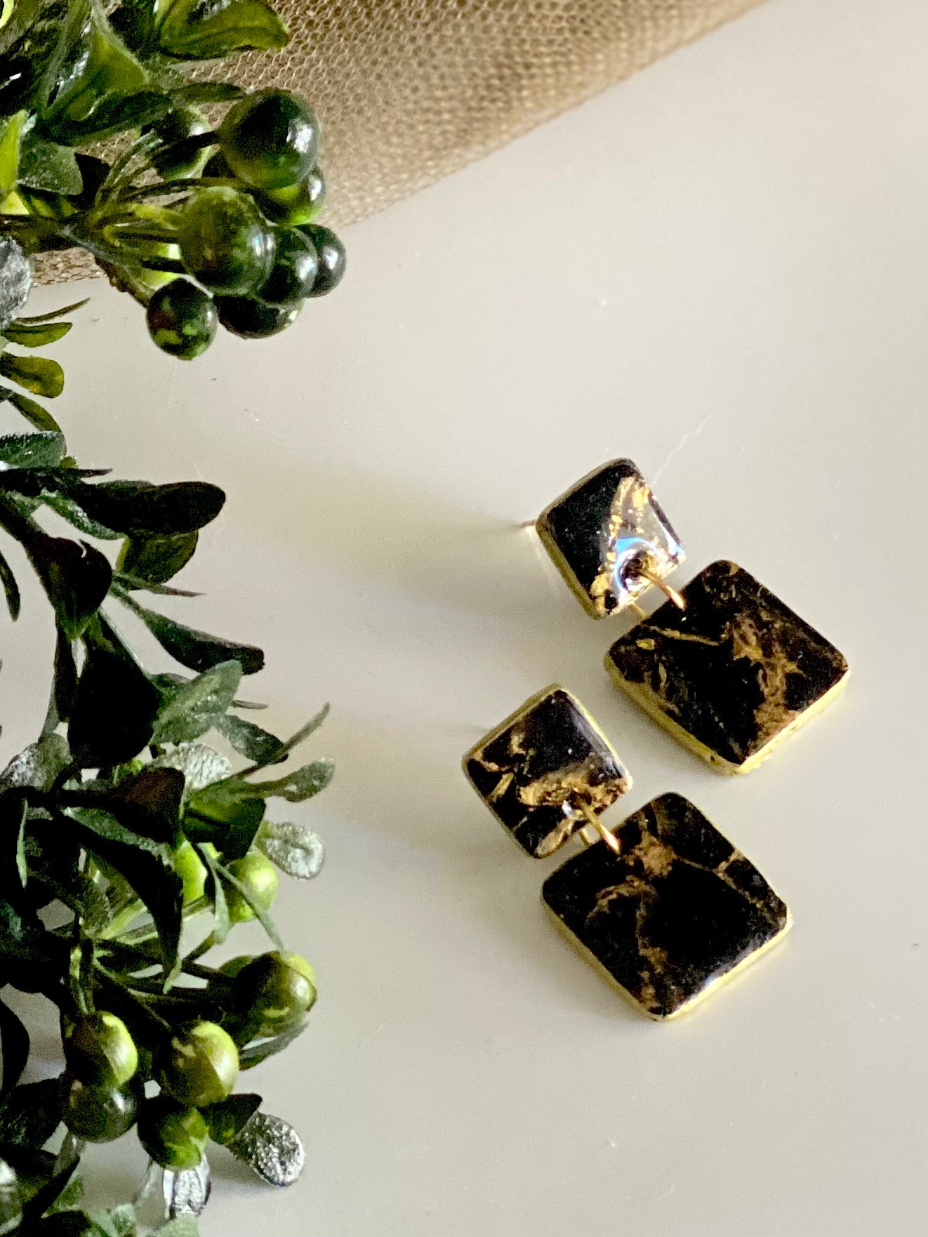 Marble Square Earrings