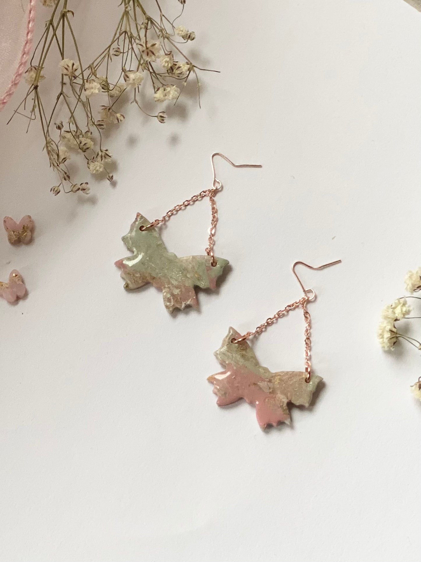 Rose Gold Stone Butterflies
